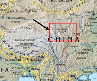 Map showing location in China